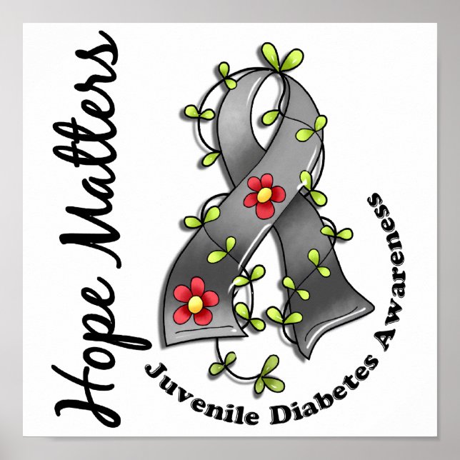 Flower Ribbon 4 Hope Matters Juvenile Diabetes Poster (Front)
