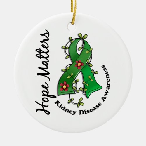 Flower Ribbon 4 Hope Matters Kidney Disease Ceramic Ornament