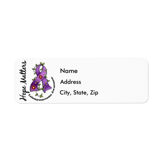 Flower Ribbon 4 Hope Matters Leiomyosarcoma Label (Front)
