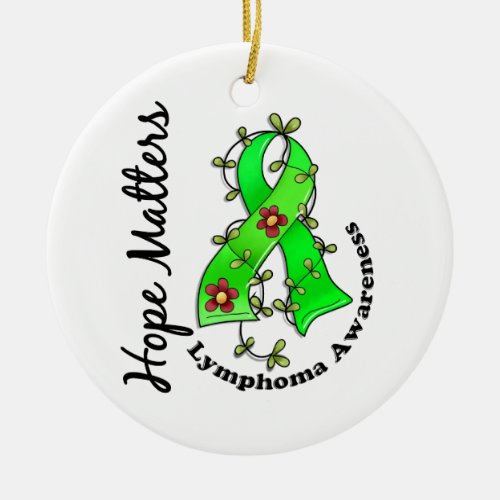 Flower Ribbon 4 Hope Matters Lymphoma Ceramic Ornament