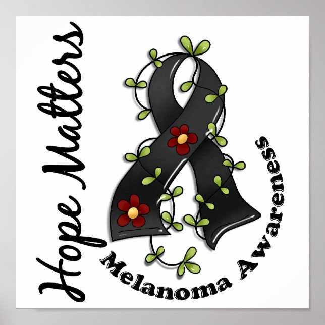 Flower Ribbon 4 Hope Matters Melanoma Poster (Front)