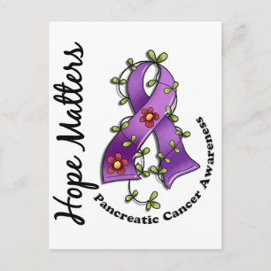 Flower Ribbon 4 Hope Matters Pancreatic Cancer Postcard