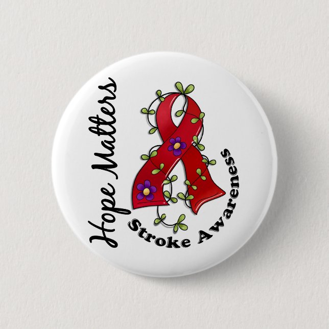 Flower Ribbon 4 Hope Matters Stroke Button (Front)