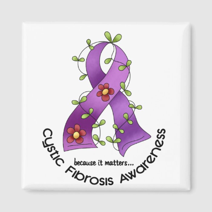 Flower Ribbon CYSTIC FIBROSIS AWARENESS T Shirts Refrigerator Magnet