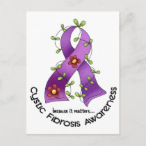 Flower Ribbon CYSTIC FIBROSIS AWARENESS T-Shirts Postcard