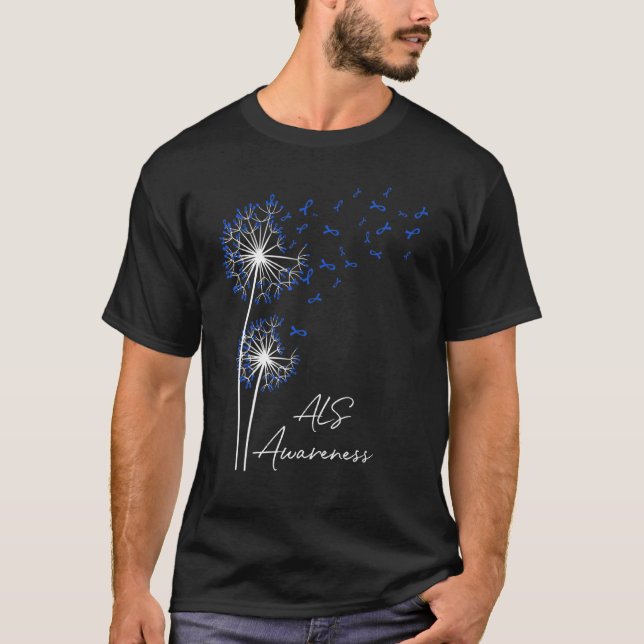 Flower Ribbon Dandelion Faith Hope Love Blue Als A T-Shirt (Front)