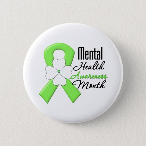 Flower Ribbon _ Mental Health Awareness Month Button