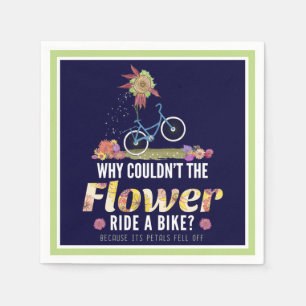 Flower Ride a Bike Joke - Nature Lover Pun Napkins