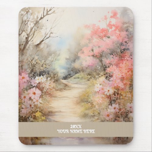 Flower road Pink Mouse Pad