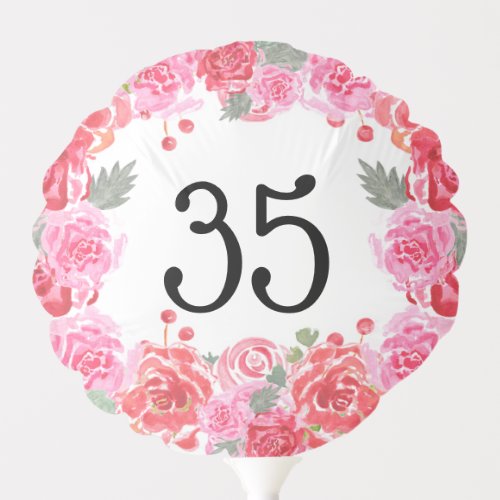Flower roses floral watercolor birthday age balloon
