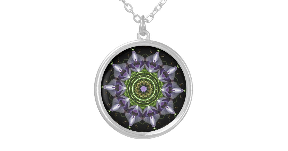 Flower Round Pendant Necklace | Zazzle