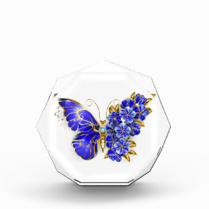 Flower Sapphire Butterfly Acrylic Award
