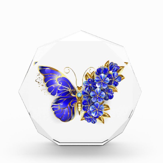 Flower Sapphire Butterfly Acrylic Award (Front)