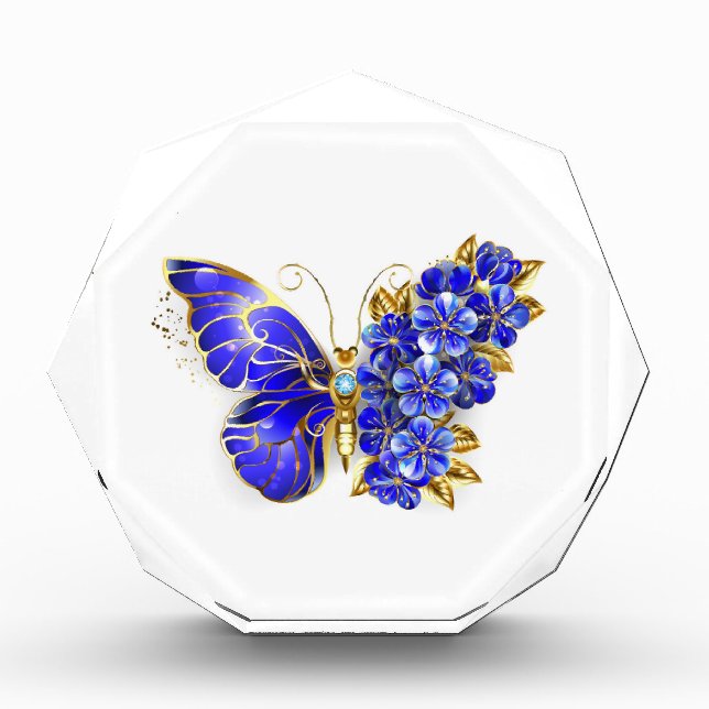 Flower Sapphire Butterfly Acrylic Award (Front)
