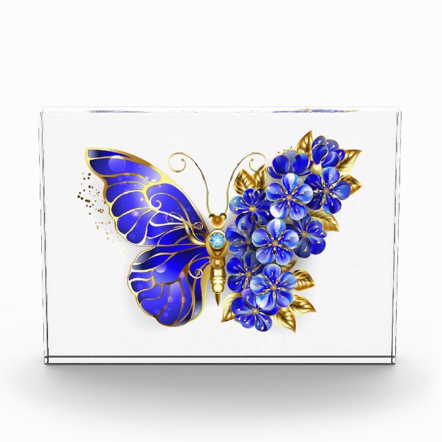 Flower Sapphire Butterfly Acrylic Award (Front)