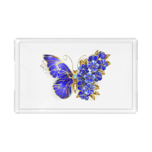 Flower Sapphire Butterfly Acrylic Tray