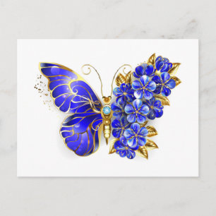 Flower Sapphire Butterfly Announcement Postcard