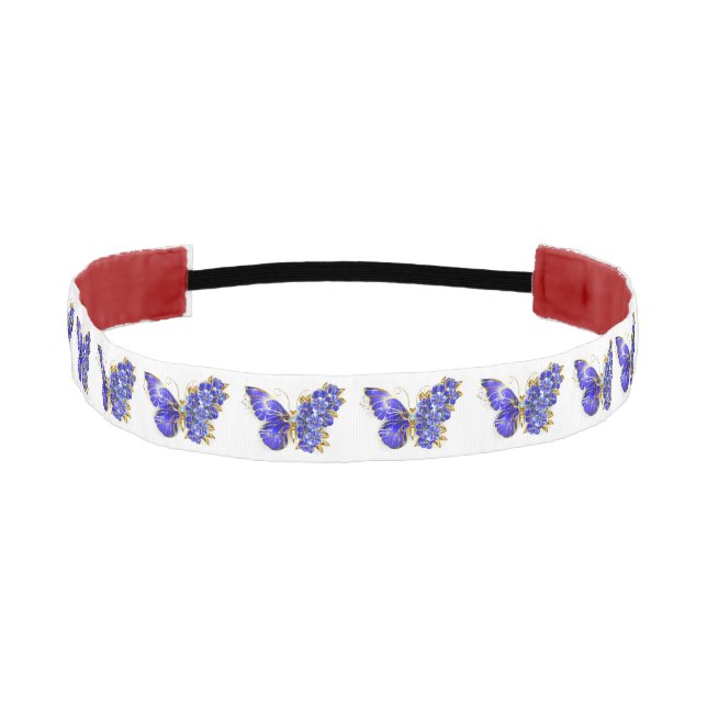 Flower Sapphire Butterfly Athletic Headband (Front)