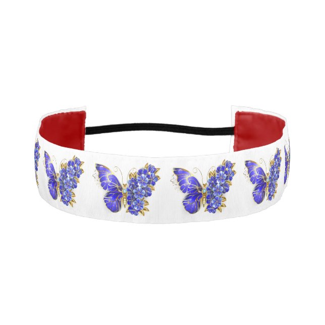 Flower Sapphire Butterfly Athletic Headband (Front)