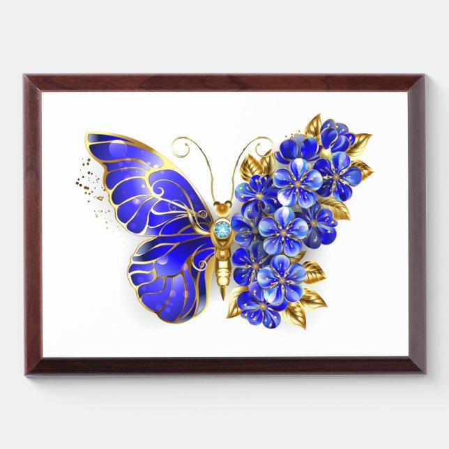 Flower Sapphire Butterfly Award Plaque (Horizontal)