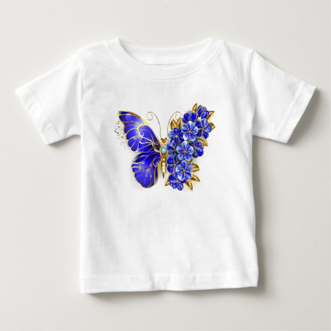 Flower Sapphire Butterfly Baby T-Shirt (Front)