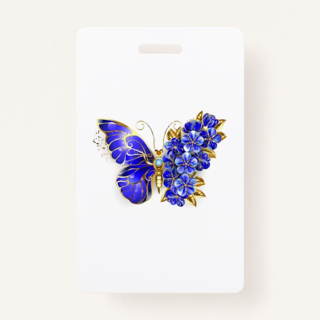 Flower Sapphire Butterfly Badge (Front)