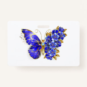 Flower Sapphire Butterfly Badge