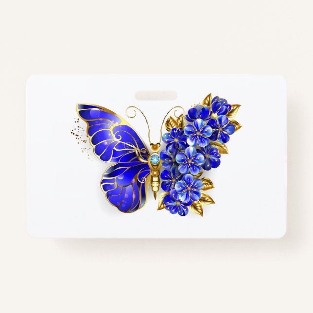 Flower Sapphire Butterfly Badge (Front)
