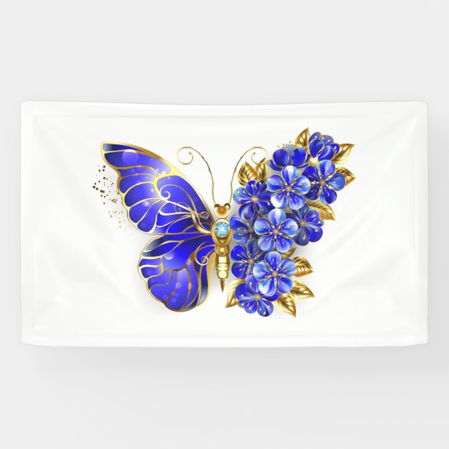 Flower Sapphire Butterfly Banner (Horizontal)