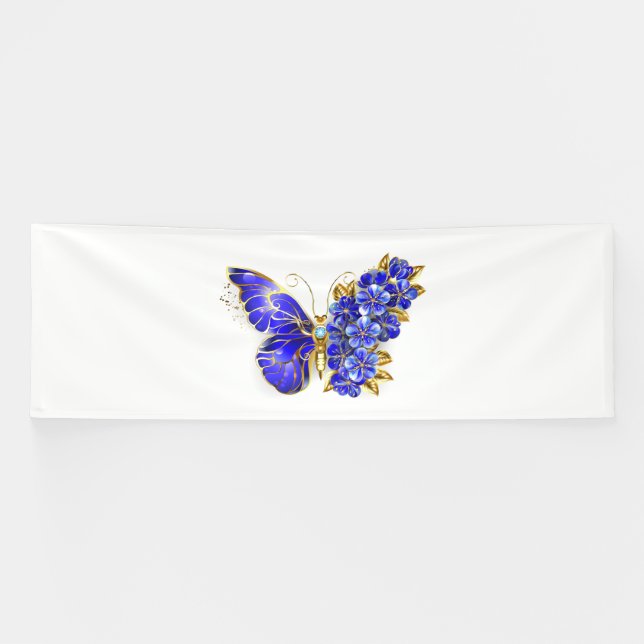 Flower Sapphire Butterfly Banner (Horizontal)