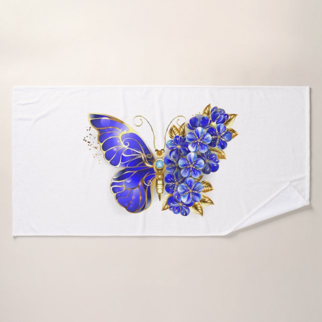 Flower Sapphire Butterfly Bath Towel (Bath Towel)
