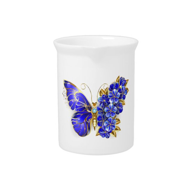 Flower Sapphire Butterfly Beverage Pitcher (Front)