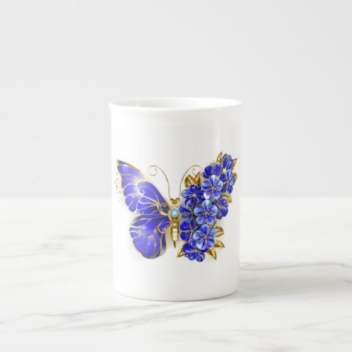 Flower Sapphire Butterfly Bone China Mug