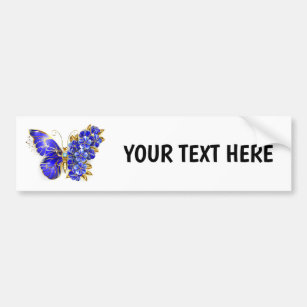 Flower Sapphire Butterfly Bumper Sticker