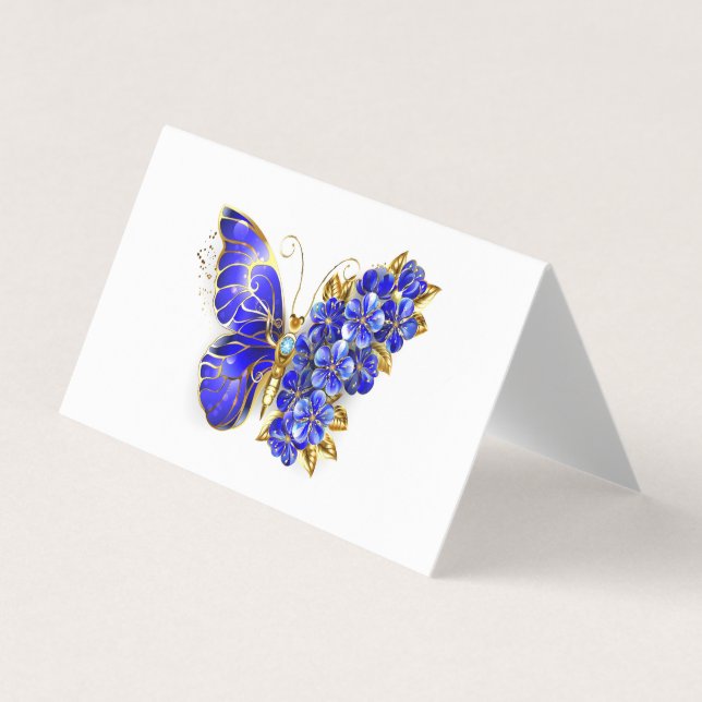 Flower Sapphire Butterfly Business Card (Front)