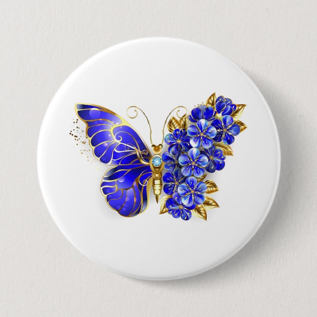Flower Sapphire Butterfly Button (Front)