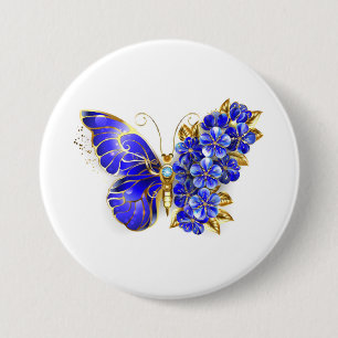 Flower Sapphire Butterfly Button
