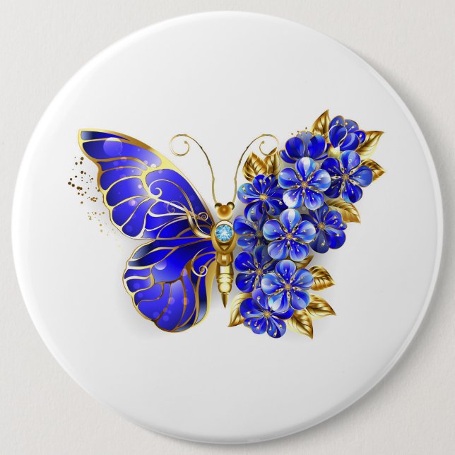 Flower Sapphire Butterfly Button (Front)