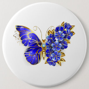Flower Sapphire Butterfly Button