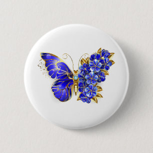 Flower Sapphire Butterfly Button