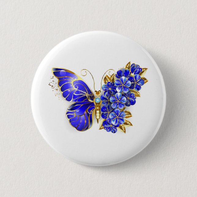 Flower Sapphire Butterfly Button (Front)