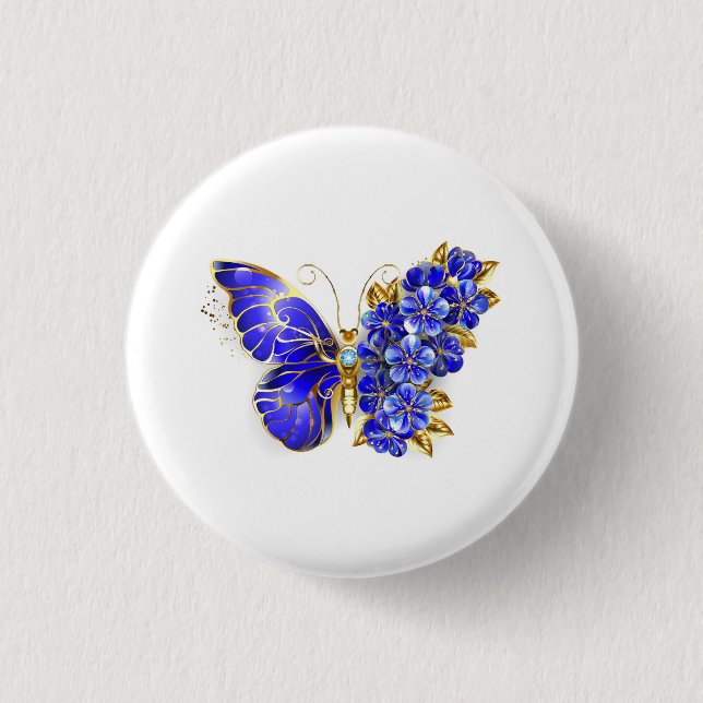 Flower Sapphire Butterfly Button (Front)