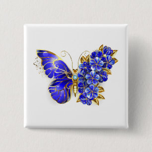 Flower Sapphire Butterfly Button