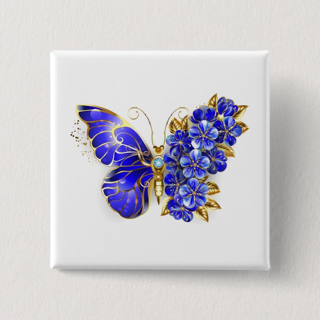 Flower Sapphire Butterfly Button (Front)