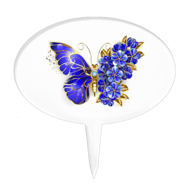 Flower Sapphire Butterfly Cake Topper (Front)
