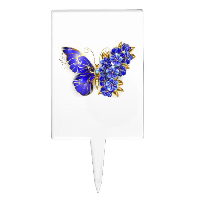 Flower Sapphire Butterfly Cake Topper (Front)