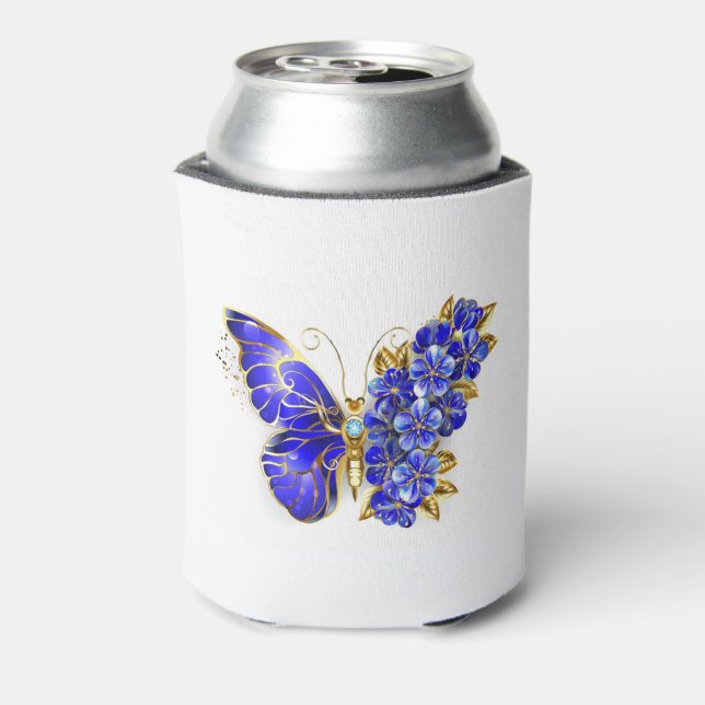 Flower Sapphire Butterfly Can Cooler (Can Back)