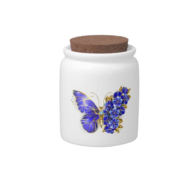 Flower Sapphire Butterfly Candy Jar (Front)