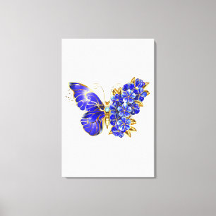 Flower Sapphire Butterfly Canvas Print