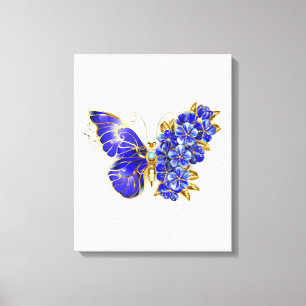 Flower Sapphire Butterfly Canvas Print